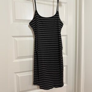 SHEIN Black and White Spaghetti Strap Slip Midi Dress